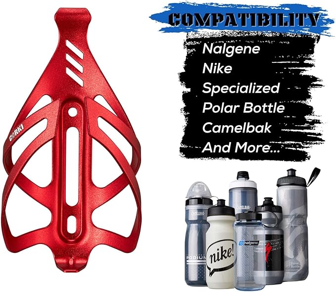 Corki Cycles Bike Water Bottle Holder Aluminum Alloy, Universal Bike Water Bottle Cage for Road, Mountain and Gravel Bikes -1 Pack - Red