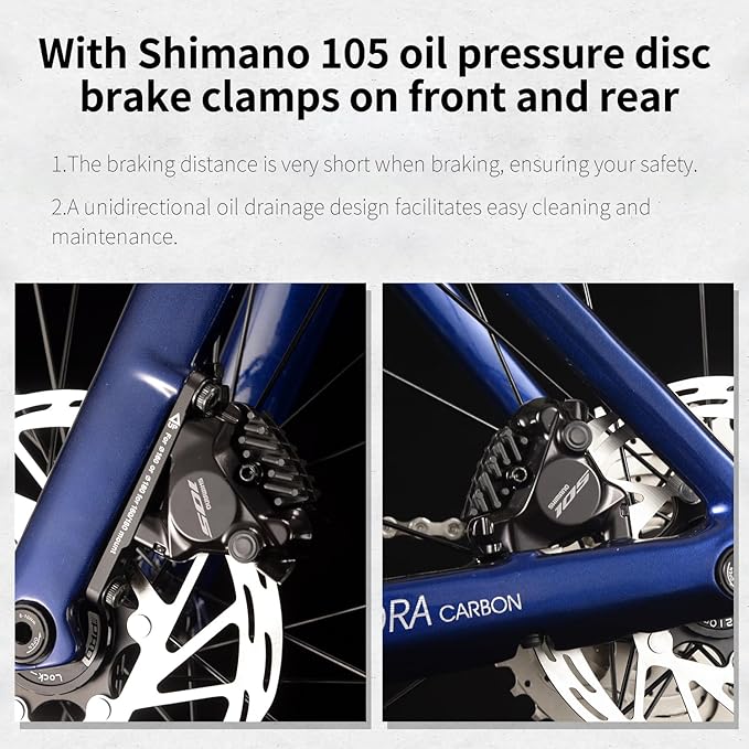 SAVADECK Carbon Fiber Road Bike, Hydraulic Oil Disc Bike with Carbon Fiber Frame and Wheelset, Lightweight Full Carbon Racing Bicycle with Shimano R7120 24S Shift Set for Adults