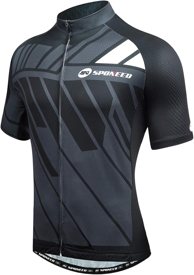 sponeed Men's Cycling Jerseys Tops Biking Shirts Short Sleeve Bike Clothing Full Zipper Bicycle Jacket with Pockets