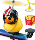 Rubber Duck Bike Decorations [New Stable Clamp Mount] Cute Squeak Duck Bike Bell [Two Helmet Propeller] Funny Bike Accessories E Scooter Motorcycle Cycling Gifts