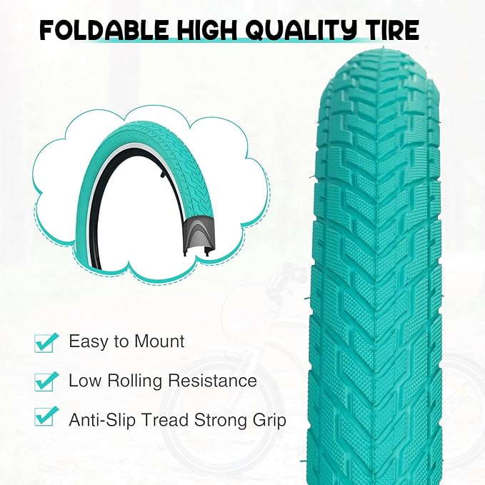 ZUKKA 20 x 2.35 Bike Tire 1/2 Pack 20 inch x 2.35 BMX Bike Tire Folding Replacement Tire for MTB Mountain Bike, BMX Bicycle Commuter Bike