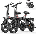 Electric Bike for Adults Teens, 800/1200W Peak Folding Ebike, 22/25MPH & 30/45 Miles Range, 14" Commuting Ebike with Dual Suspension & Dual Brake, 3-Speed Modes, Portable Electric Mini Bike