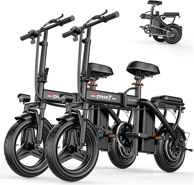 ASKGO Electric Bike for Adults Teens, 800W/1200W Peak Folding Ebike, 22/25MPH, 30-45 Miles Range, E-Bike with Dual Brake & Multi Suspension, 14" Portable Electric Mini Bike for Commuting