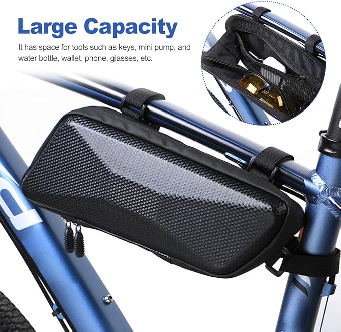 Bike Frame Storage Bag, Universal Waterproof Bicycle Triangle Front Frame Under Top Tube Bag, 2.5 L Narrow Edge Cycling Accessories Pouch for Road Bike MTB Bicycle (COLOR:black)