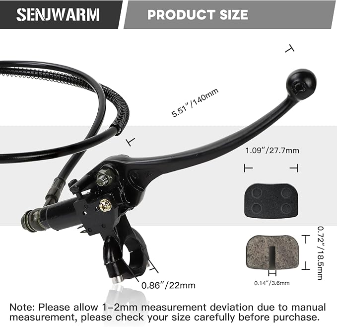 Upgraded Hydraulic Brake System Hand Brake Master Cylinder Caliper with Brake Pad Assembly 50 Inch Hose for 98cc 3.0HP Baja Hensim Doodle Bug DB30 Mini Bike Parts