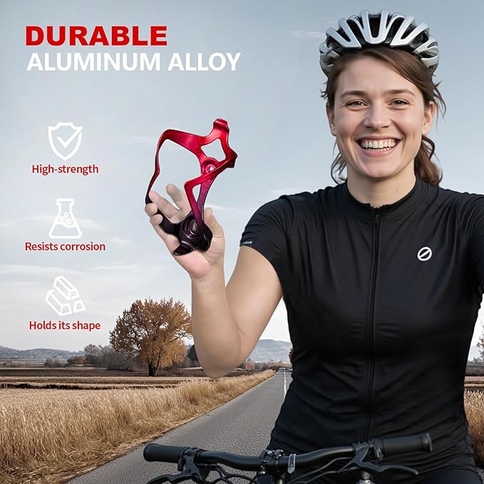 Bike Water Bottle Holder Bicycle Cage for Mountain Road MTB Gravel Adult Bikes Cycling Universal Carrier Rack 2 Pack Aluminum Alloy Ultralight Kettle Drink Accessories Red Black