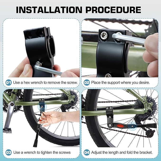 Universal Bike Stand for Bike with Kickstand for Adult Bike and Kids Bike - Durable Bike Accessories for Easy Bike Repair Bike Kickstand Adjustable Rear Side Aluminum Alloy Bicycle Stand Fit