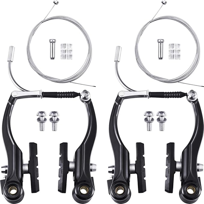 Universal Mountain Bike Brakes Set - 2 Pairs, Replacement for Most Bicycles, Includes 2 Pieces Brake Cables, Gear Shift Cable Wire, End Caps, End Ferrules