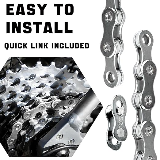 VERKSTAD 10 Speed Bike Chain, Bike Chain 1/2" x 11/128" 116 Links for Road Bike MTB Racing Cycling