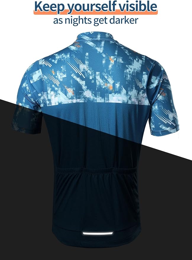 BERGRISAR Cycling Jersey Mens Bike Shirts Short Sleeve Bicycle Biking Clothes with Pockets Reflective