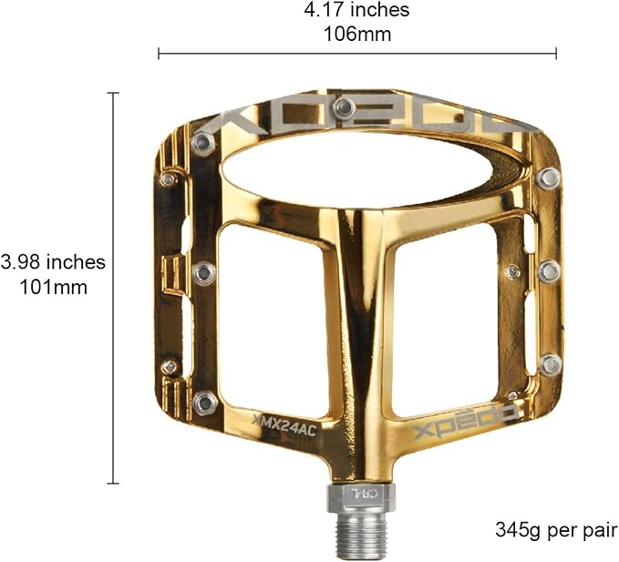 Xpedo Spry Flat Bicycling Pedals | Magnesium Body, 11mm Low-Profile, 106x100mm Platform, 28 Steel Replaceable Pins | MTB Trail/Enduro