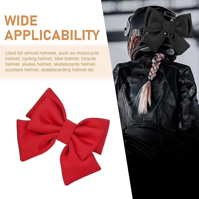 Large Bow Helmet Decoration, Cute Bow Helmet Accessory with Suction Cup, Removable Decorative Bow for Motorbike Helmets, Universal for Ski Bike Motorcycle Helmets (Black)