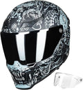 ILM Motorcycle Helmets for Adult Men Women Full Face DOT ECE Powersports Dual Visor Street Racing Helmet with Pinlock Cascos para Motos Model MF509 (Mythology Silver, S)