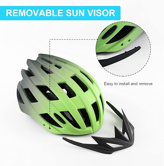 Adult Bike Helmets, Adjustable Mens Womens Bicycle Helmet, Lightweight Road Mountain Cycling Safety Sports Helmets with Detachable Visor