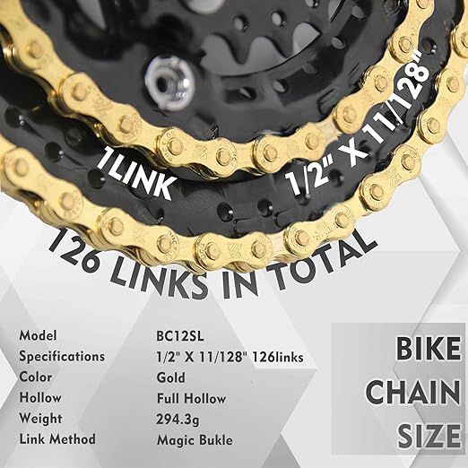 BUCKLOS 6/7/8/9/10/11/12 Speed Bike Chain, High Performance Lightweight Bicycle Chains for Road Bike/Mountain Bike/Ebike,Compatible with Shimano, SRAM, Campagnolo Silver/Gold