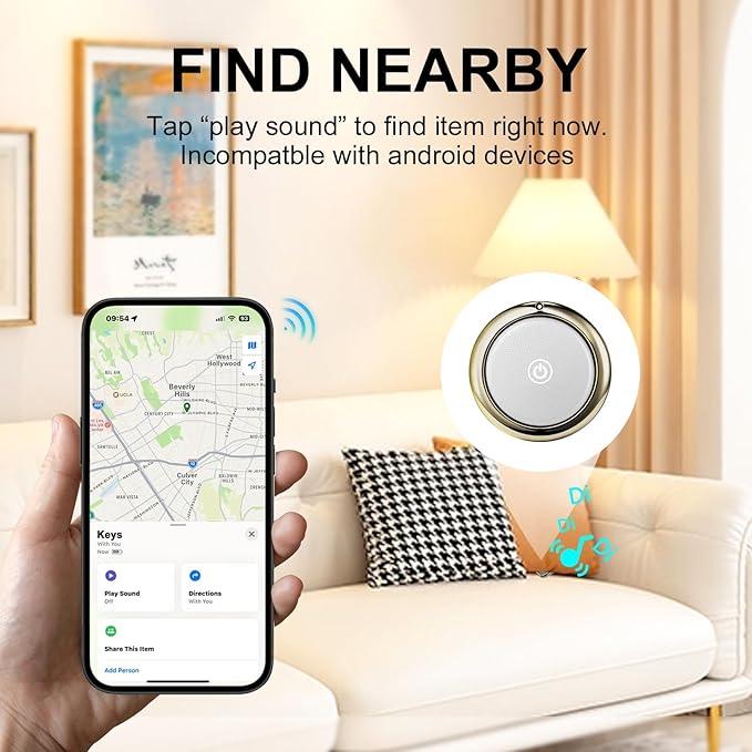 Tracker Tag Finders Work for Apple Find My (iOS Only) GPS Tracker for Luggage Keys Backpack (Blue&White, 2Pack)