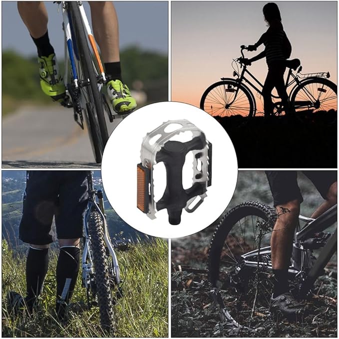 ‌1 Pair Bike Pedals - Non-Slip Aluminum Alloy Platform Pedals with Bearings for Road & Mountain Bikes (9.3x7.8cm, Black)‌