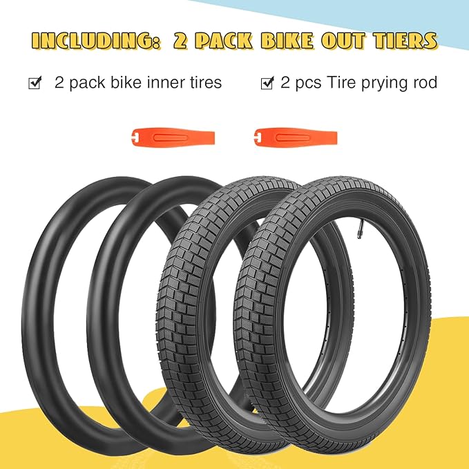 12/16/20x2.125 Bike Tires 1/2 Pack 12/16/20 Inch Kids Folding Replacement Tire/Tube Suitable for Tires 12/20x2.1 12/16/20x2. 125 12/20x2.25, Multiple Colors