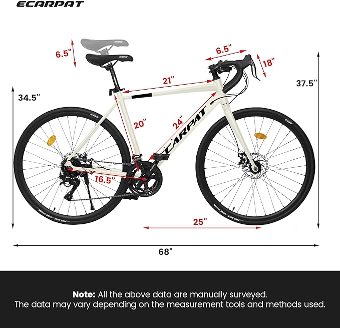 700c x 28c Road Bike with Drop Bar, 16 Speed Road Bicycle, Lightweight Aluminum Frame, Racing Bike with Dual Disc Brake for Men Women Adults, Ideal for High-Intensity Riding