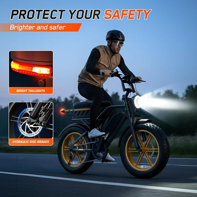 Electric Bike for Adults,1500W Peak Motor Retro E Bike,30MPH Max Speed,60/110 Miles Range,Removable 48V 15Ah Battery,20"x4.0"Fat Tire,Ebike with Suspension,UL 2849
