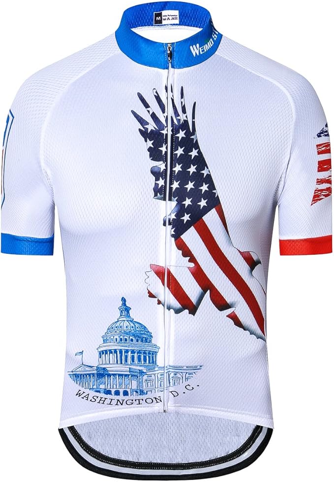 New Pro Full Zipper Men's Cycling Jersey Short Sleeve Riding Shirt USA