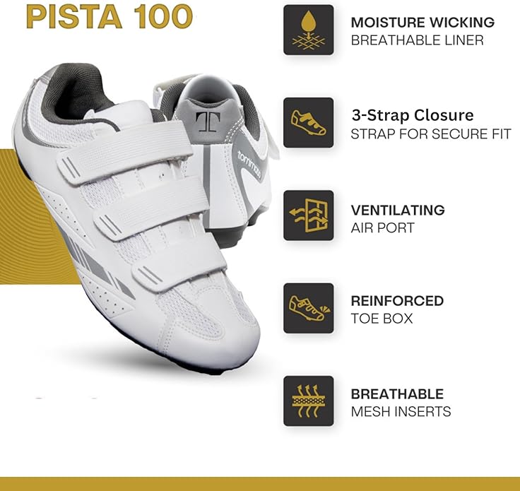 Tommaso Pista 100 SPD & Peloton Shoes for Women—Ready to Ride with Peloton Delta Cleat or SPD Cleats for Various Indoor Bikes—Explore Vareity Cycling Shoes & Bike Accessories