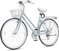 VIRIBUS Womens Hybrid Bike, 7 Speed Road Bike 28 inch for Women, 700C Adult Bicycle with Basket and Rack for Tall Ladies, Step Through City Retro Commuter Bicycle