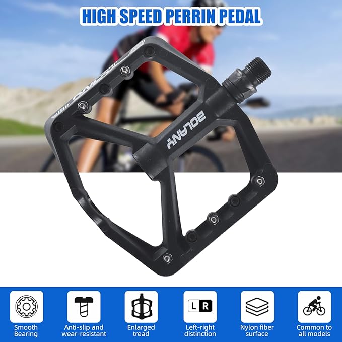 Mountain Bike/MTB Pedals Bicycle Flat Pedals Aluminum 9/16" Sealed Bearing Lightweight Platform for Road Mountain BMX MTB Bike
