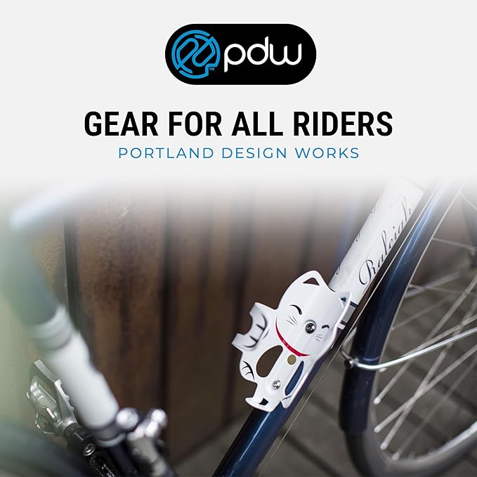 Portland Design Works Water Bottle Cage - Lightweight Water Bottle Holder for Bikes, Lucky Cat Cage, White