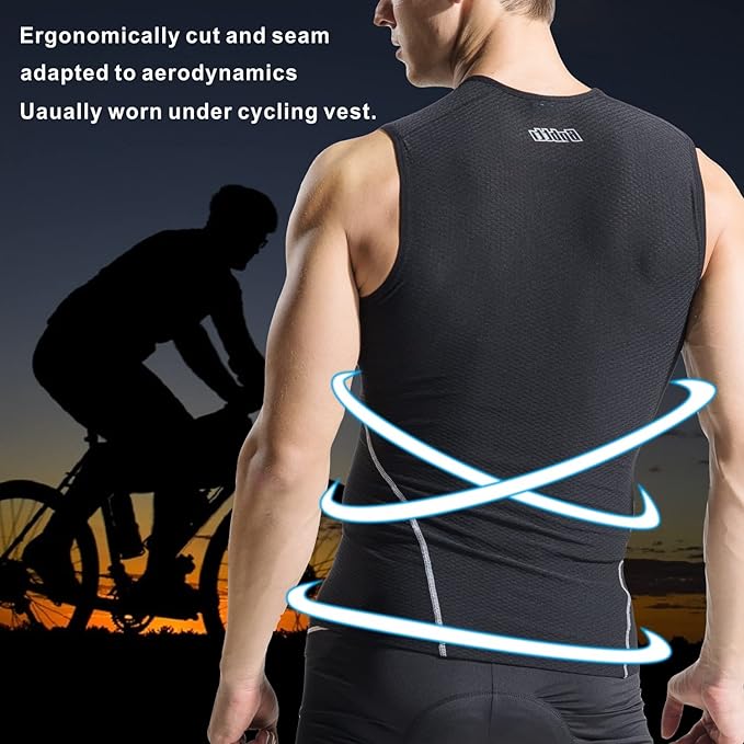 bpbtti Men's High Wicking Sleeveless Base Layer Cycling Running Underwear Quick Dry Vests Lightweight Sports Tank Tops