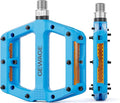 Mountain Bike Pedals 9/16 Inch - Bicycle Flat Pedals with Reflectors - Lightweight Nylon Fiber Wide Platform Pedals for Mountain Bike, BMX, Road Bike Pedals