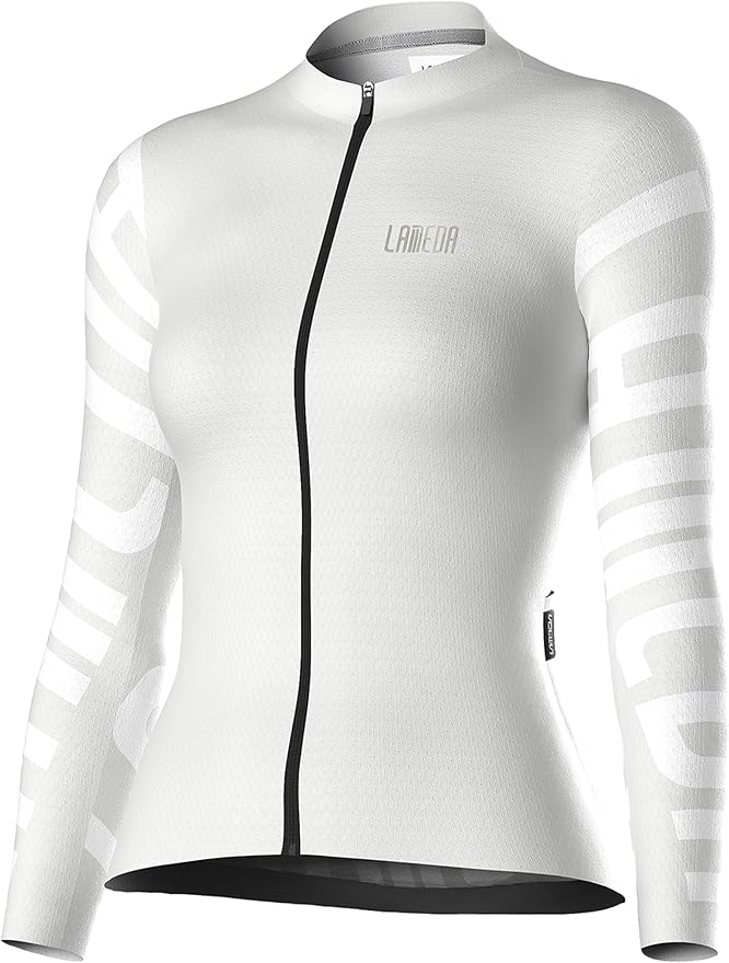 LAMEDA Cycling Jersey Women Long Sleeve, Breathable Bike Jersey with Pockets, Bike Shirts for Bicycle Road Biking Riding