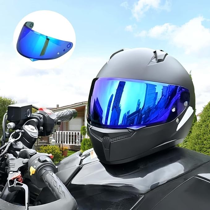 HJ-34P Visor Shield Replacement,HJC C10 Motorcycle Helmet Visor Compatible with HJ-34P HJC C10 UV Protection (Revo Deep Blue)