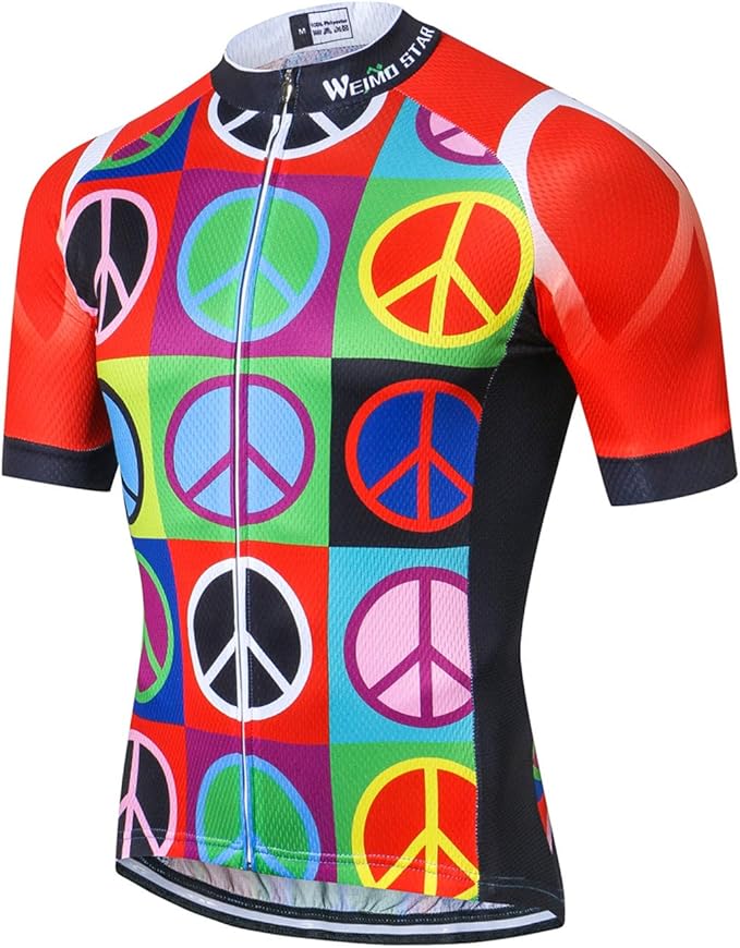 Cycling Jersey Men USA Summer Bike Short Sleeve 3-Pockets Breathable Quick-Dry Shirt S-3XL