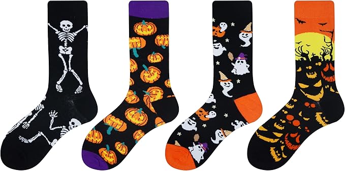Cansok Men's 2/4 Packs Fun Crazy Novelty Dress Crew Socks