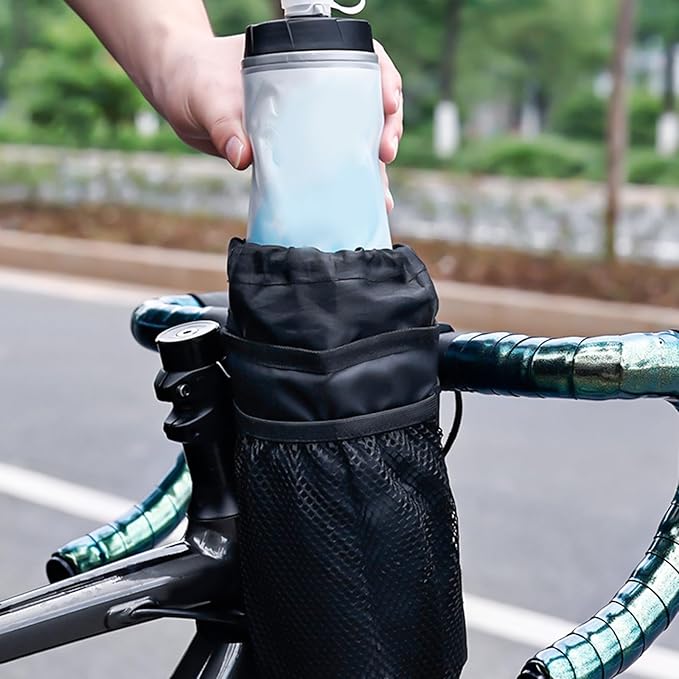 Bike Water Bottle Holder Bag Bike Bag Handlebar Stem Bag Bicycles Cup Drink Holder Insulated Stem Bag Bike Storage Pouch Bike Water Bottle Holder Bag Insulated Drink Cup Holder Handlebar Frame Strap