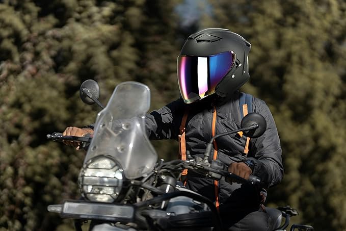 TCT-MOTORPARTS Adult Dual Visors 3/4 Open Face Motorcycle Helmet Motorbike Racing Street Bike Helmets DOT Approved Matte Black Medium