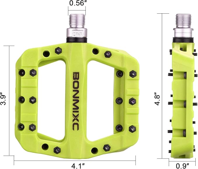 Mountain Bike Pedals Nylon Lightweight MTB Pedals Non-Slip Bicycle Pedals Large Platform Sealed Bearing 9/16” Thread