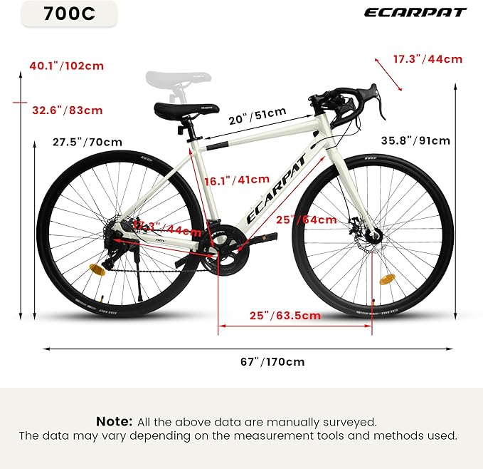 700C Bent Handlebar Road Bike,16 Speed Hybrid Road Bike,Men's and Women's Hybrid Commuter Bike