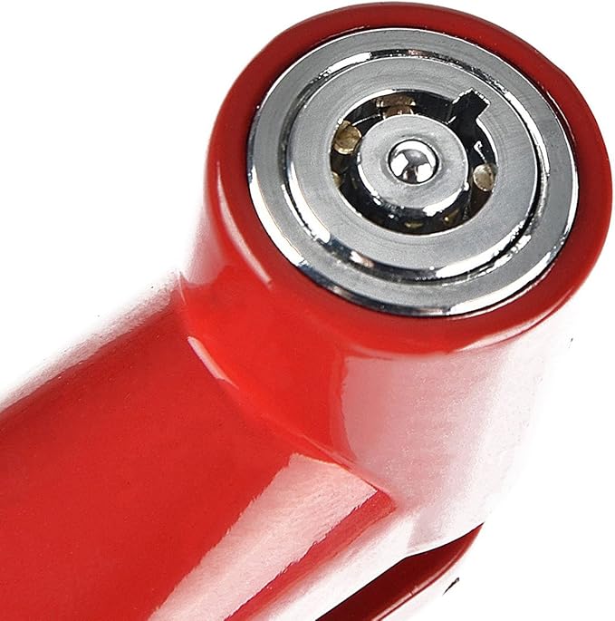 Safety Disc Lock Motorcycle Bike Anti-Theft Wheel Brake Lock Padlock Waterproof Loud for Motorcycle Bike Scooters Mountain Road MTB Cycling Rotor Disc Brake Wheel Lock with Two Keys (Red)