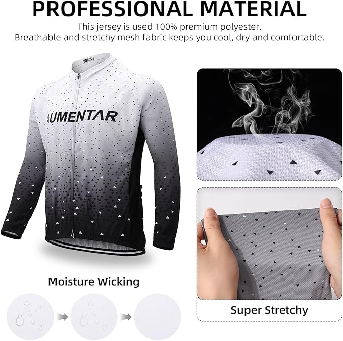 Men's Cycling Bike Jersey Long Sleeve - Moisture Wicking, Breathable, Quick Dry Biking Shirt Full Zipper