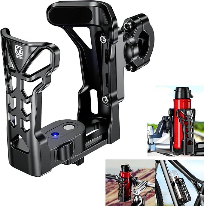 KEWIG Bicycle Water Bottle Holder for Bike & Motorcycle, Adjustable Bike Water Bottle Cages Fit for Diameter 2'' - 3'' Cup, Compatible for Handlebars or Tubes 20mm to 35mm in Diameter