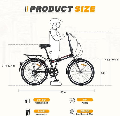 20" Folding City Commuter Bike,7-Speed Shimano,Lightweight Aluminum Frame,Foldable Bicycle for Adults,Compact Folding Bike,Mini Portable