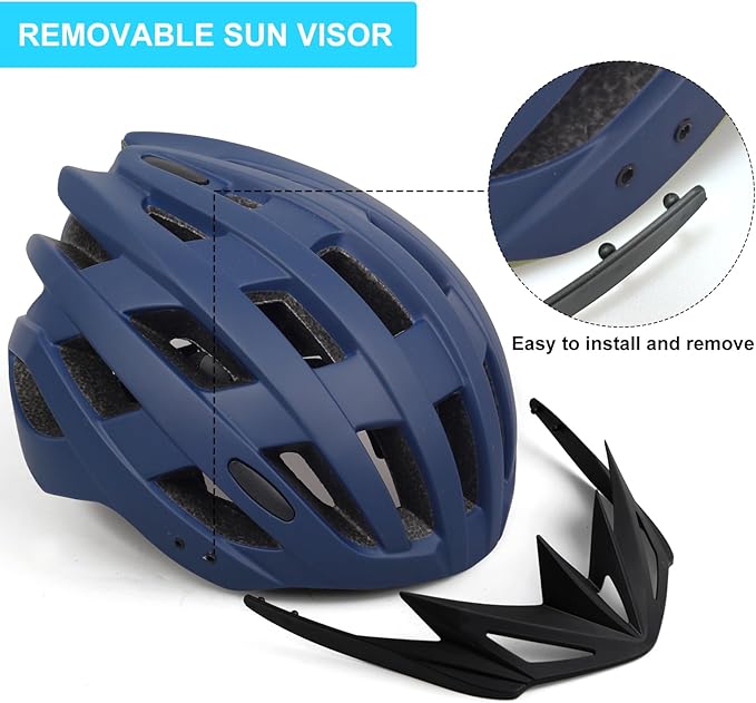 Adult Bike Helmets, Adjustable Mens Womens Bicycle Helmet, Lightweight Road Mountain Cycling Safety Sports Helmets with Detachable Visor