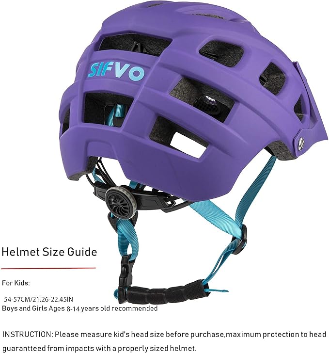 Kids Bike Helmet for Boys and Girls Ages 8-14 Adjustable Youth Helmet with Detachable Visor Lightweight, Safe & Stylish Cycling Bicycle Helmets for Kids 54-57cm