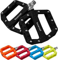 Flat MTB Bicycle Pedals Mountain Bike Colored Pedals, Glass-Fiber Nylon Composite Platform Pedal w 9/16" Sealed Cr-Mo Spindle, BMX Gravel Road Bike Pedals Clipless for Adult Women Youth Bikes