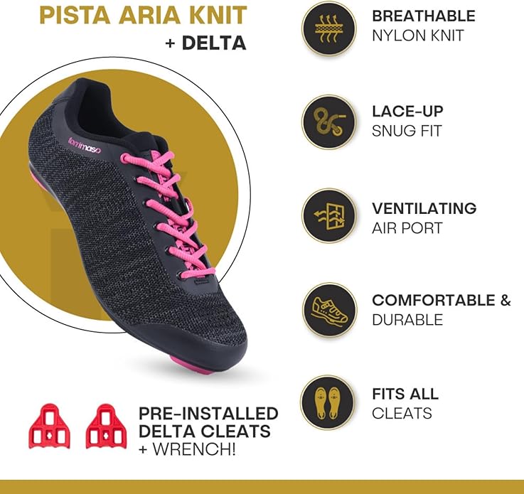 Tommaso Pista Elite SPD & Peloton Shoes for Women—Ready to Ride with Peloton Delta Cleat or SPD Cleats for Indoor Bikes—Explore Vareity Cycling Shoes & Bike Accessories