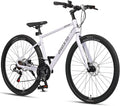 AVASTA Jupiter 700C Road Adult Step-Over Hybrid Cycling Bike Bicycle, Aluminum Frame, 21-Speed, Dual Disc Brakes, Multpile Colors for Men Woman Male Female