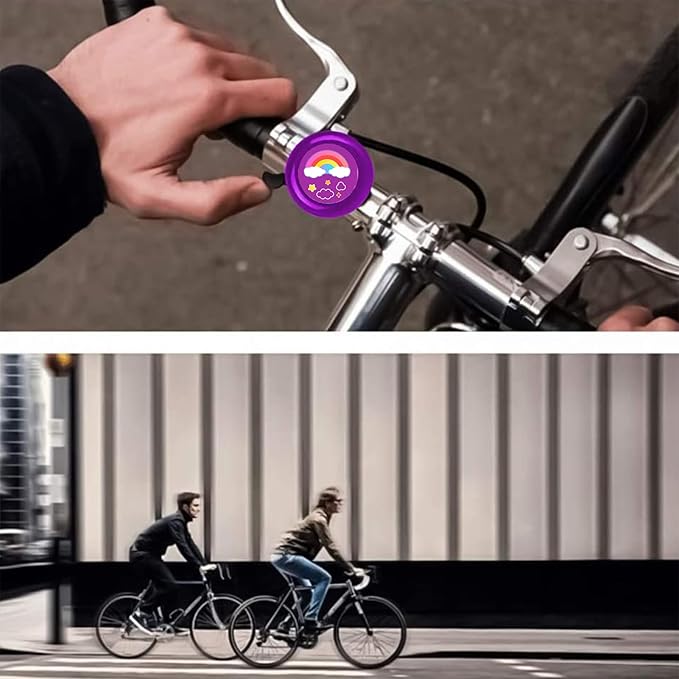 Rainbow Pattern Bike Bell for Kids Girls Boys,Adjustable Size Bicycle Bell Bike Accessories for Adult Women Men Clear Sound Bike Horns Purple
