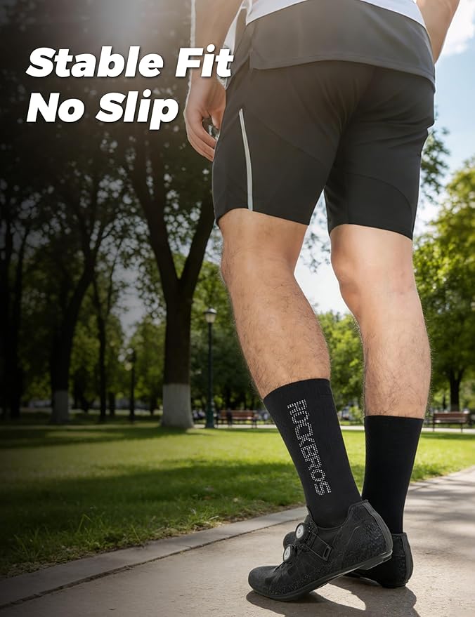 ROCKBROS Cycling Socks,Crew Length,Breathable & Non-Sticky with reflective logo,Long-Lasting Durability,All Seasons for Men Women Bike Socks